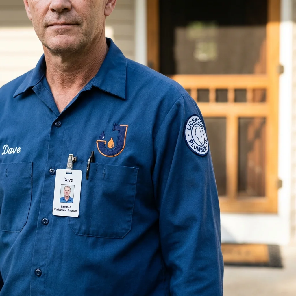 Licensed plumber showing ID badge in Osprey, FL