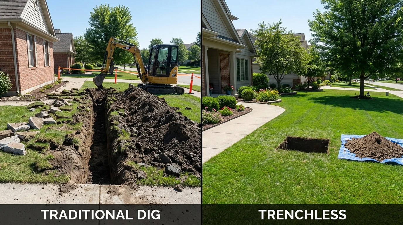 Trenchless sewer repair with minimal yard damage versus traditional excavation in Osprey, FL